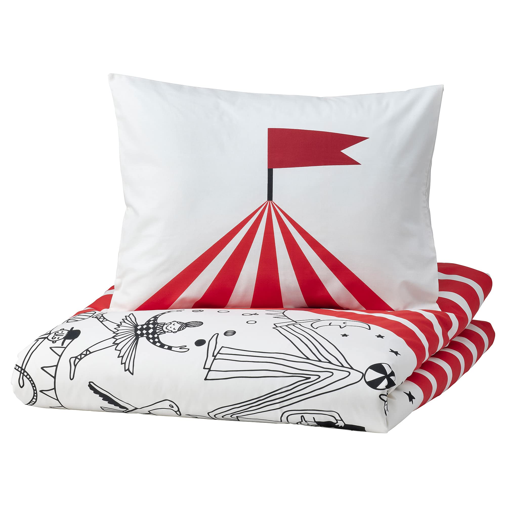Housse de couette 150 x 200 cm BUSENKEL rouge pour créer une chambre enfant thème cirque joyeux