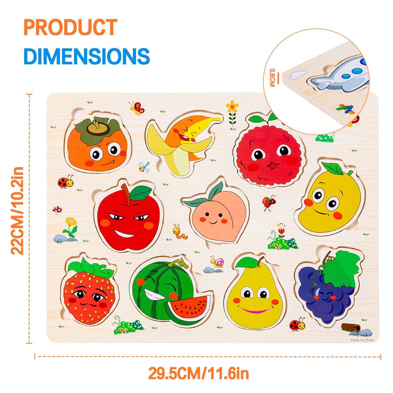 5 stuks houten puzzels voor kinderen, Montessori