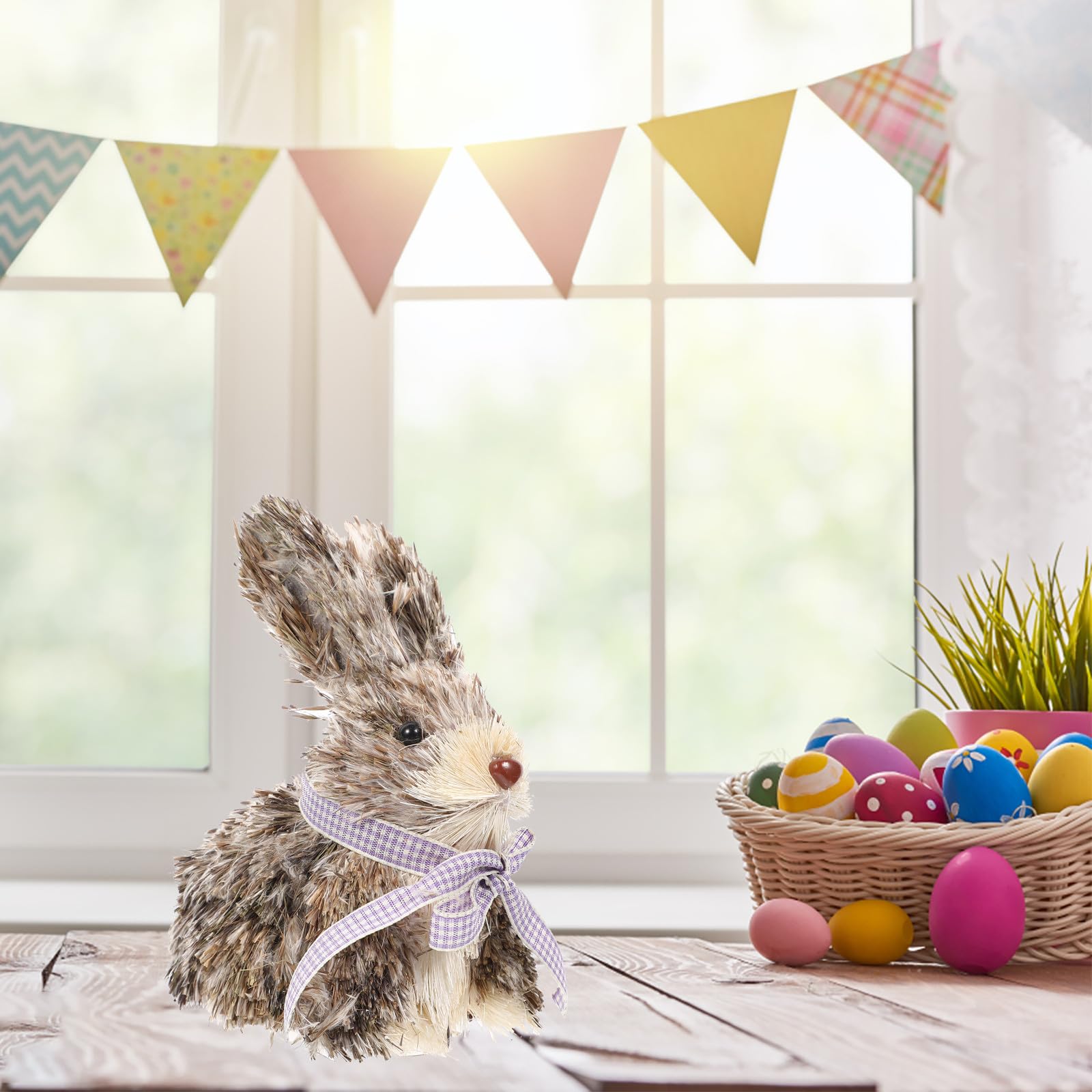 Alipis Décoration Lapin Paille Tressée Faite Main Ornement Animal pour Intérieur Chambre et Salon