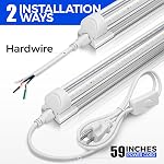 Barrina LED Lumière de magasin, 4FT 40W 5500LM 5000K Blanc clair, forme V, couvercle transparent, relié avec la prise, T8 LED Lumières pour tubes, ETL Inscrit, 10 Boîtes