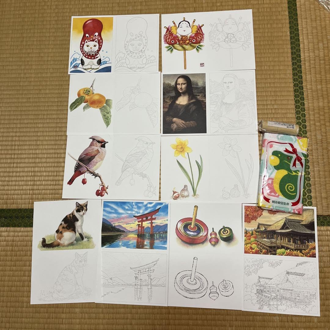 Amazon.co.jp: 明治安田生命 ノベルティ 大人の塗り絵色鉛筆タオル