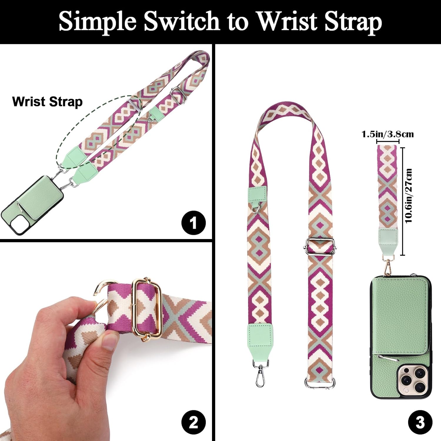 XANGNIER Wallet Case for iPhone 15 Pro Max, RFID Blocking PU Leather Crossbody Phone Purse with Card Holder, Zipper Pocket, Wrist Strap & Adjustable Lanyard for Women 6.7" 5G, Green - Image 8