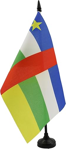 Miniatura 233 de Bandera de mesa Sierra Leona de 5 x 8 pulgadas, bandera de escritorio de Sierra Leona, 8.3 x 5.5 in, barra y base de plástico negro AZ FLAG