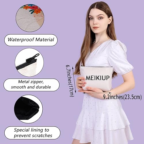 Miniatura 6 de MEIKIUP Bolsa de maquillaje de princesa de rana, bolsas de cosméticos de viaje para mujeres y niñas, con cremallera You are Braver Stronger Smarter