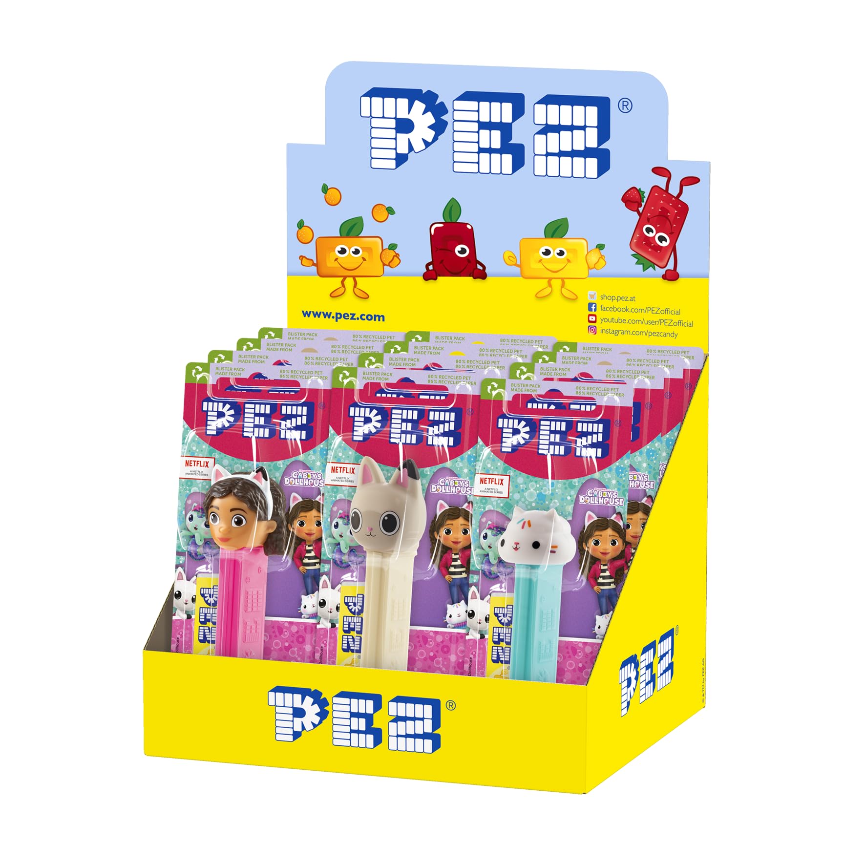PEZ - PEZ Boîte Présentoir de 12 Blisters (1 distributeur + 1 recharge de bonbons) GABBY DOLL'HOUSE