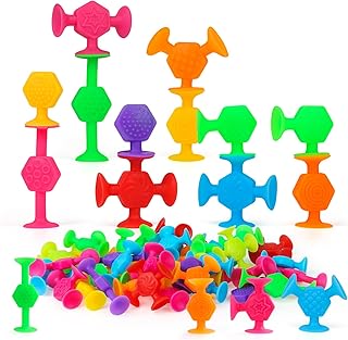 Toddler Textured Suction Cup Toys, 40 PCS Kids Bath Toys Ages 4-8, Sensory Silicone Sucker Toys for Baby Age 3, Travel Window Shower Bathtub Toys, Montessori Stress Release Ideal Gifts for Boys Girls