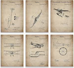 Amazon.com: Generic Set Of 6 Airplane Patent Posters, Vintage Airplane ...