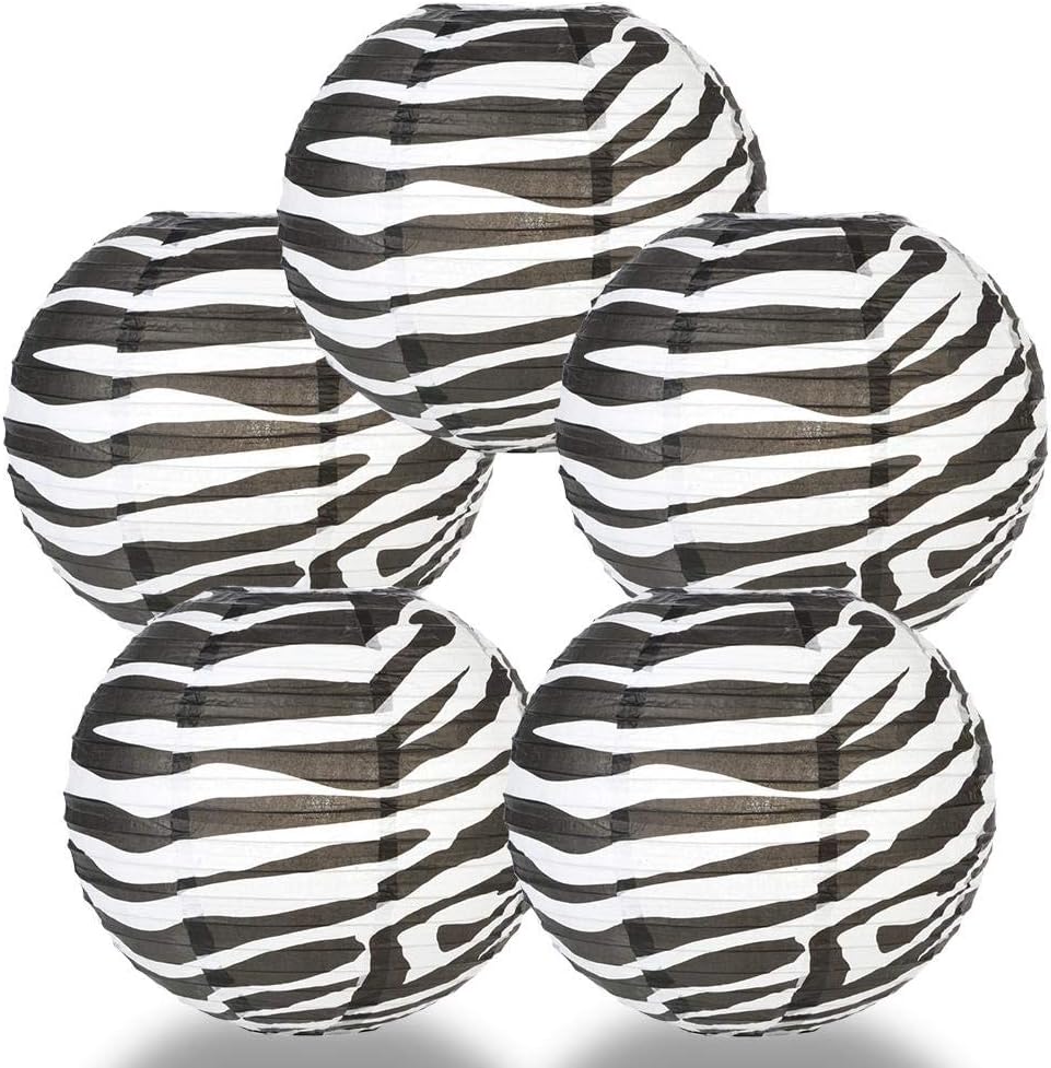 Quasimoon Paperlanternstore.com 12 Pack - 14 Inch Giraffe Print Paper Lantern, Hanging Party Decoration Combo Set