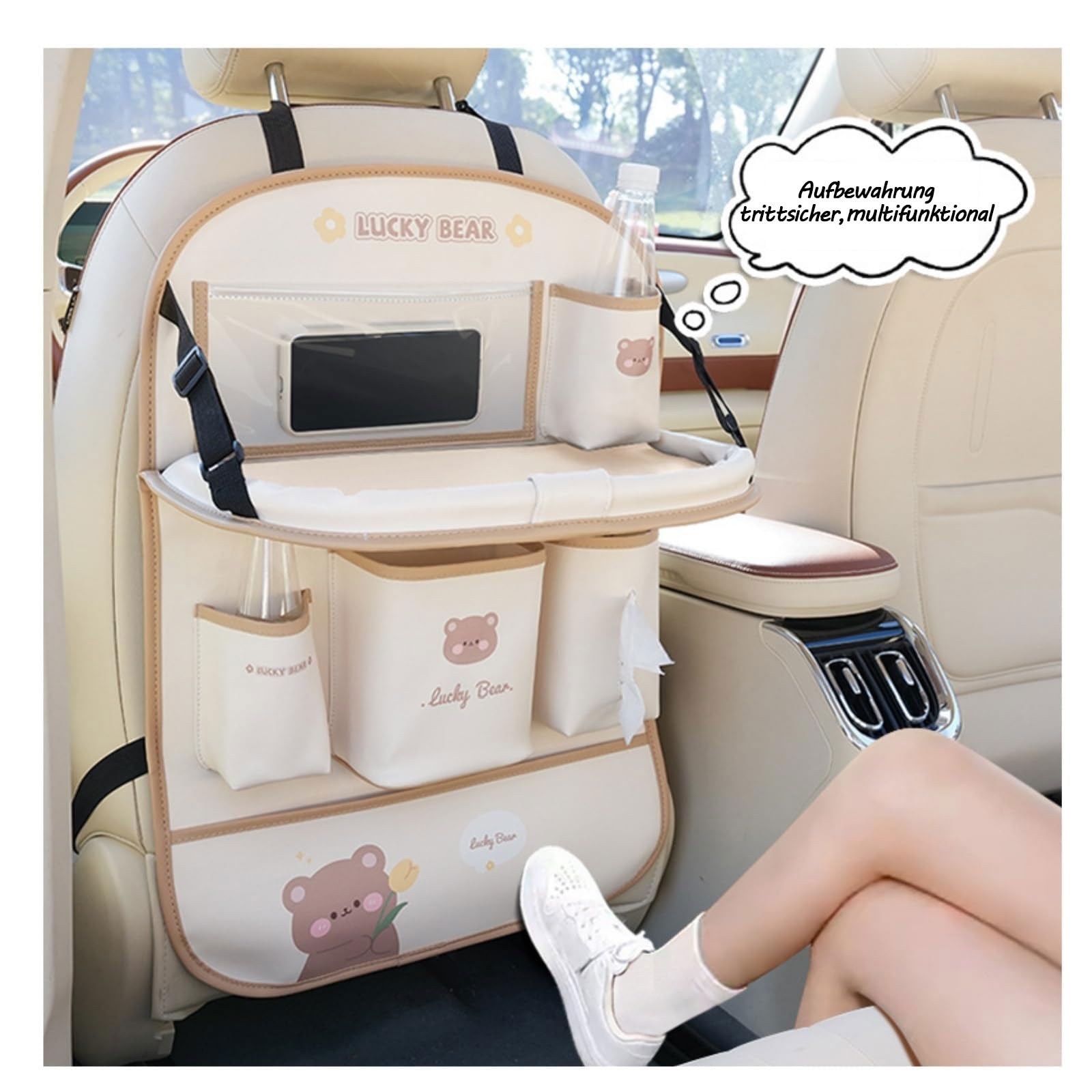 Autositz Organizer Rückenlehnen für Volkswagens Lavida Utensilientaschen Auto Multifunktional Wasserdicht Rücksitz Organizer mit Klapptisch, Tablet Tasche und Viele Taschen(2PCS)