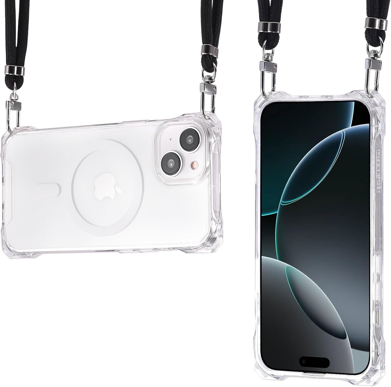 Magnetic Case for iPhone 16, Compatible with MagSafe, Clear Strong Magnetic Soft Frame PC Back Shockproof Protective Case Cover with Detachable Lanyard,Clear - Image 5