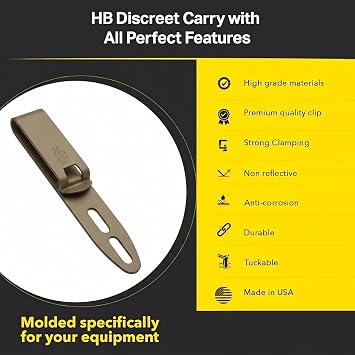 Discreet Carry Concept Clip, Tuckable Ambidextrous IWB Holster Belt Clip with Mounting Hardware and Pre-Drilled Holes for Secure Concealment