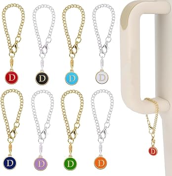 Letter Charm Accessories for Stanley Cup,8PCS Initial Name ID Personalized Handle Charm for Stanley Tumbler/Simple Tumbler D