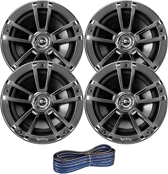 Infinity 6.5 Marine Speakers (Qty 4) 2 Pairs of OEM Replacement Speakers w/ 50ft Wire (Chrome) 622MB