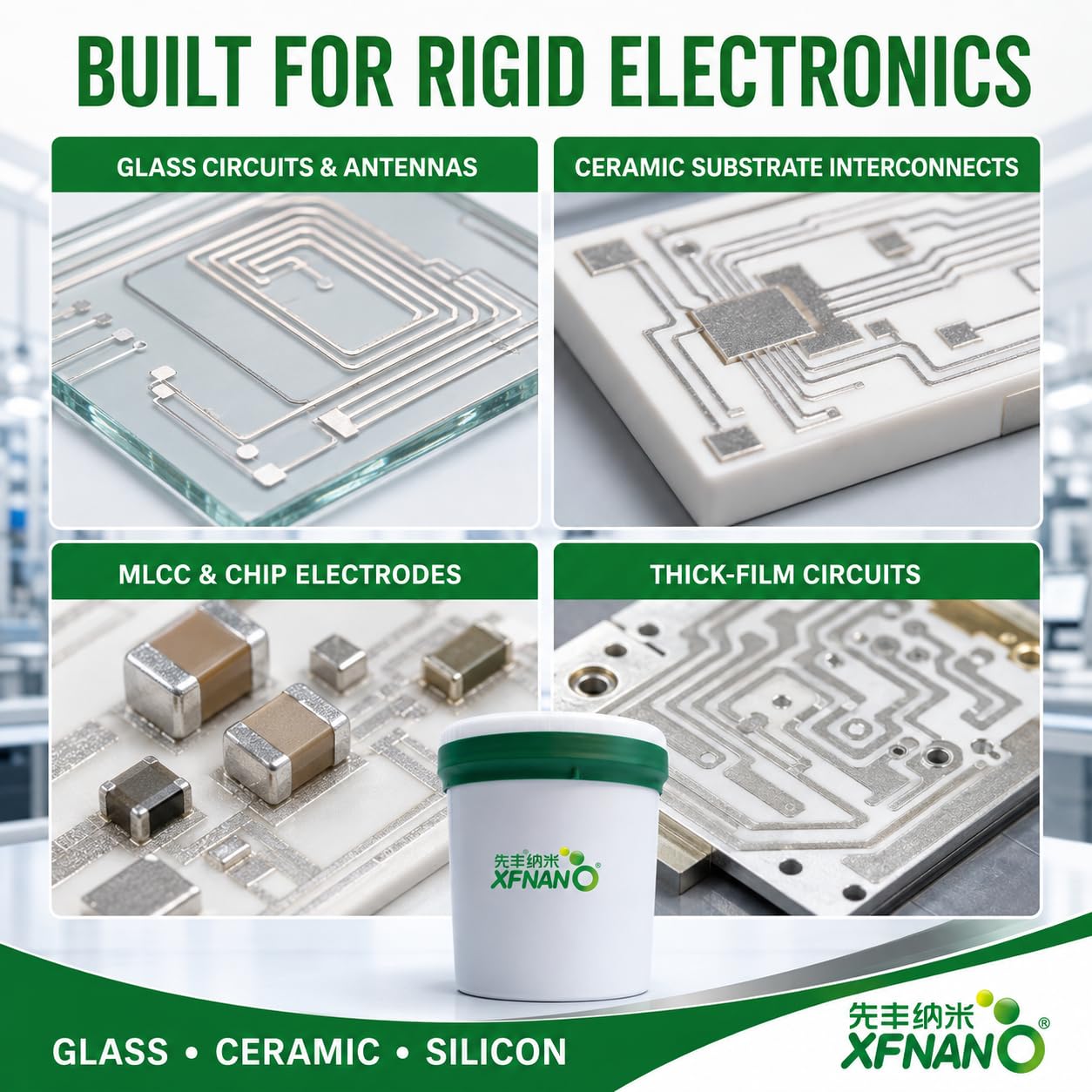 Glass&Ceramic Silver Conductive Paste,450–700°C Sintering 86±1wt% (450°C Sintering Grade 10g)