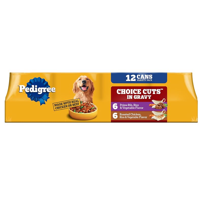 Ração úmida para cães adultos Pedigree Choice Cuts Prime Rib & Chicken em lata, 370 g, Pacote com 12