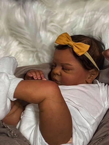 Miniatura 3 de Zero Pam Muñecas Reborn realistas de 19 pulgadas con cuerpo suave, muñeca de niña recién nacida realista afroamericana con piel marrón oscuro Reborn