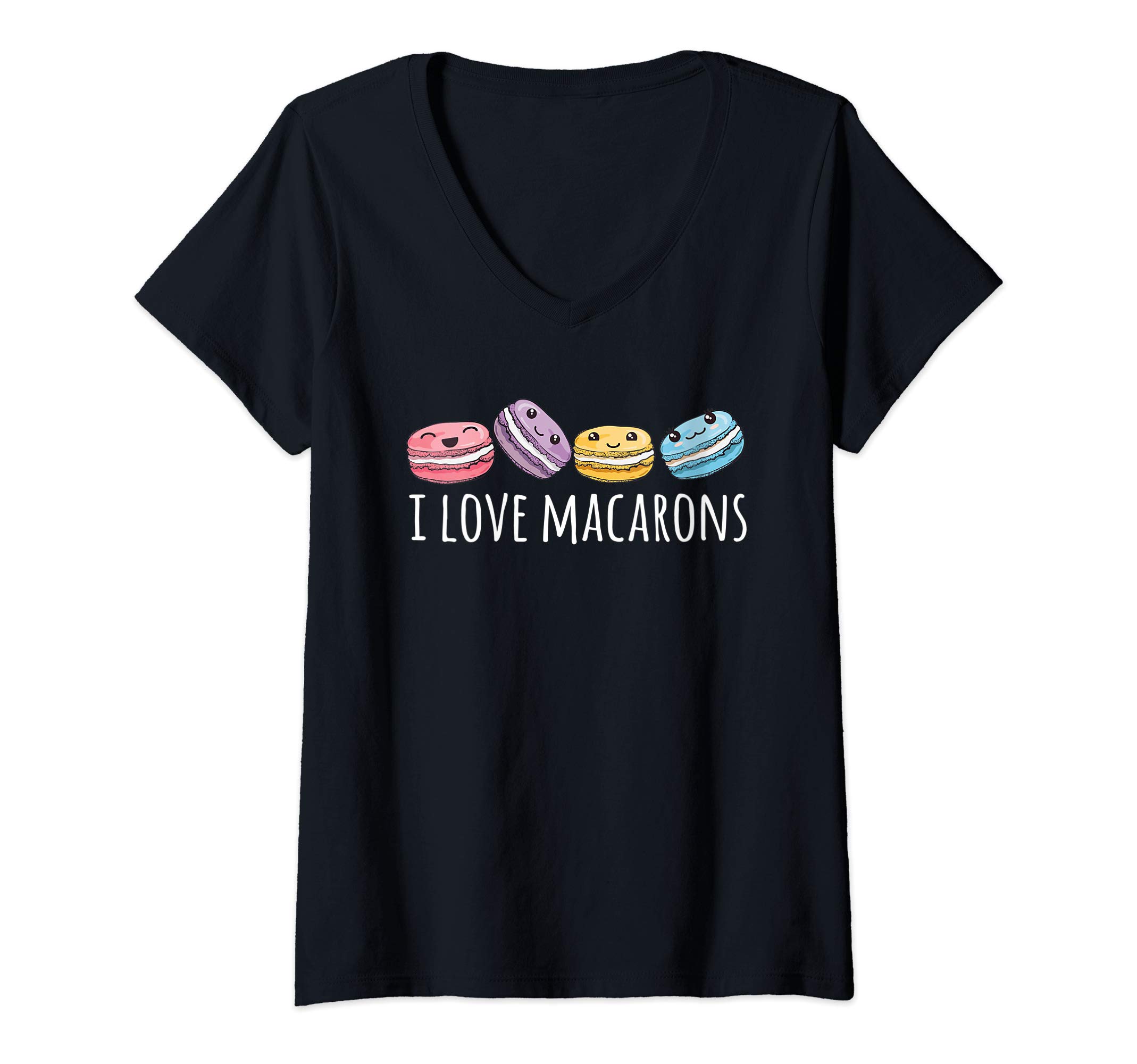 Womens Kawaii Macaron V-Neck T-Shirt