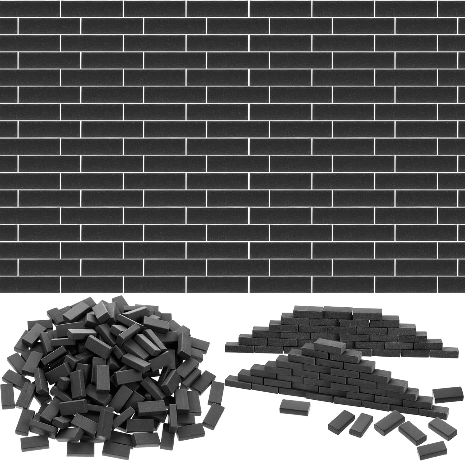 Civaner 350 Pcs Mini Bricks for Landscaping Building Construction Wall Bricks Small Miniature Tiny Clay Model for Crafts Fake Blocks for DIY Dollhouse Christmas Village Garden, 1/35 Scale(Red)
