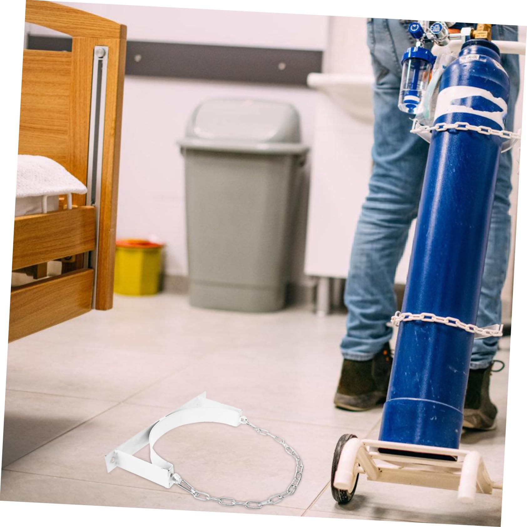 Gatuida Bombola Resistente Gas Staffa di e o Bianco Supporto per Acciaio in Installazione da Parete Facile Bombole di Ossigeno in Laboratorio Officina