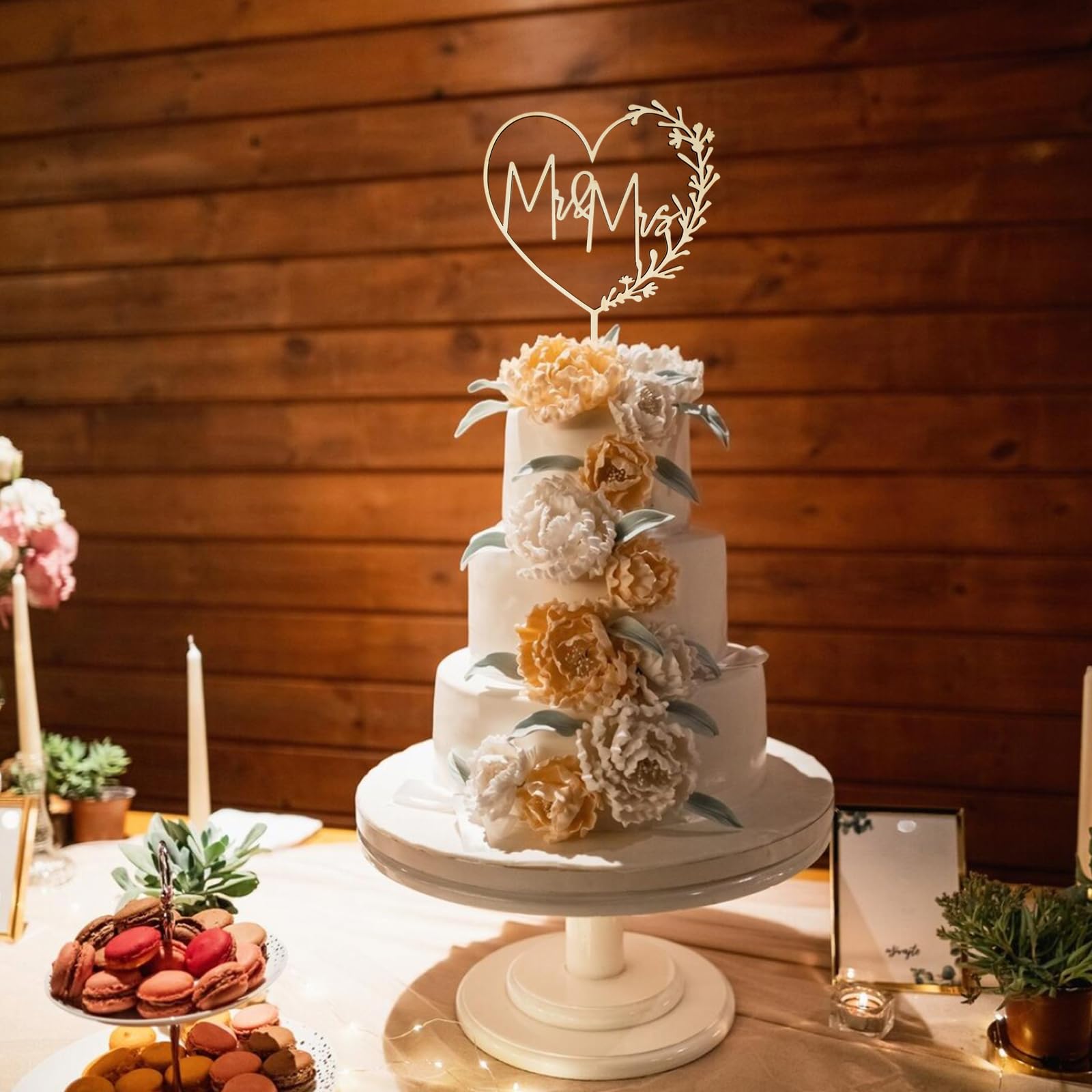 Mr & Mrs Tortenaufsteller Aus Holz - Elegante Hochzeits-Cake-Topper Für Torte & Kuchendekoration