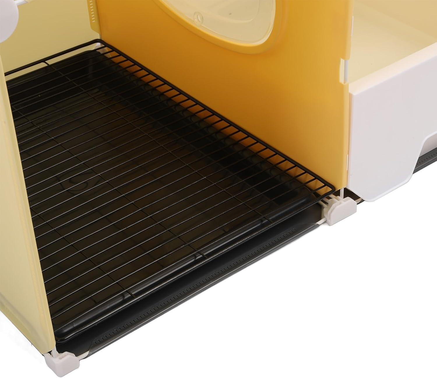 Enclosed Cat Litter Box, Large Size Passage Design with Splash Proof Drawer, Detachable Lid & Litter Control Mat, Kitty Toilet with Storage Rail for Easy Cleaning (Yellow)