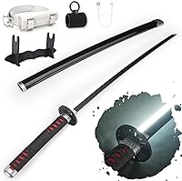 Vista 10 de RENGENG - Espada iluminada, 40 pulgadas, réplica de anime de plástico recargable con cinturón y soporte, textura original, espada de anime