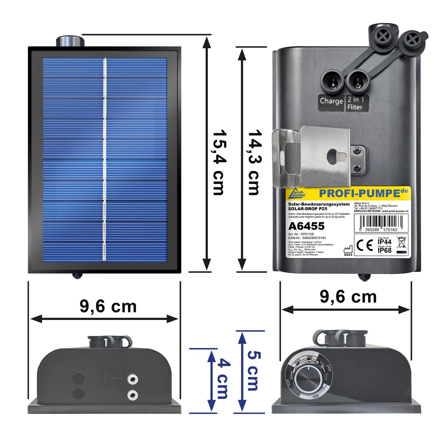 AMUR Greenkeeper solarny system nawadniania, panel słoneczny, system nawadniania roślin, pompa solarna Solar Drop P25 do 25 nawadniania kropelkowego
