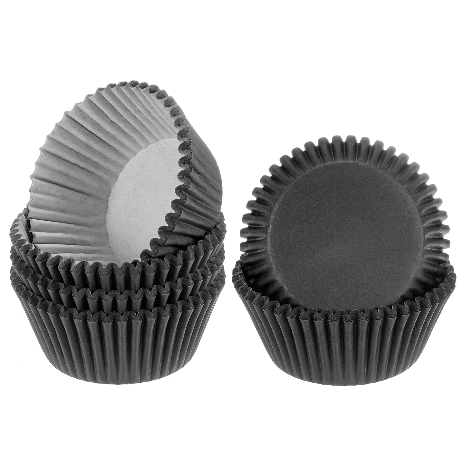 M METERXITY 100-Pack Standard Cupcake Liners for Baking, Greaseproof Cupcake Wrappers for Wedding/Birthday/Party/Christmas[Black]