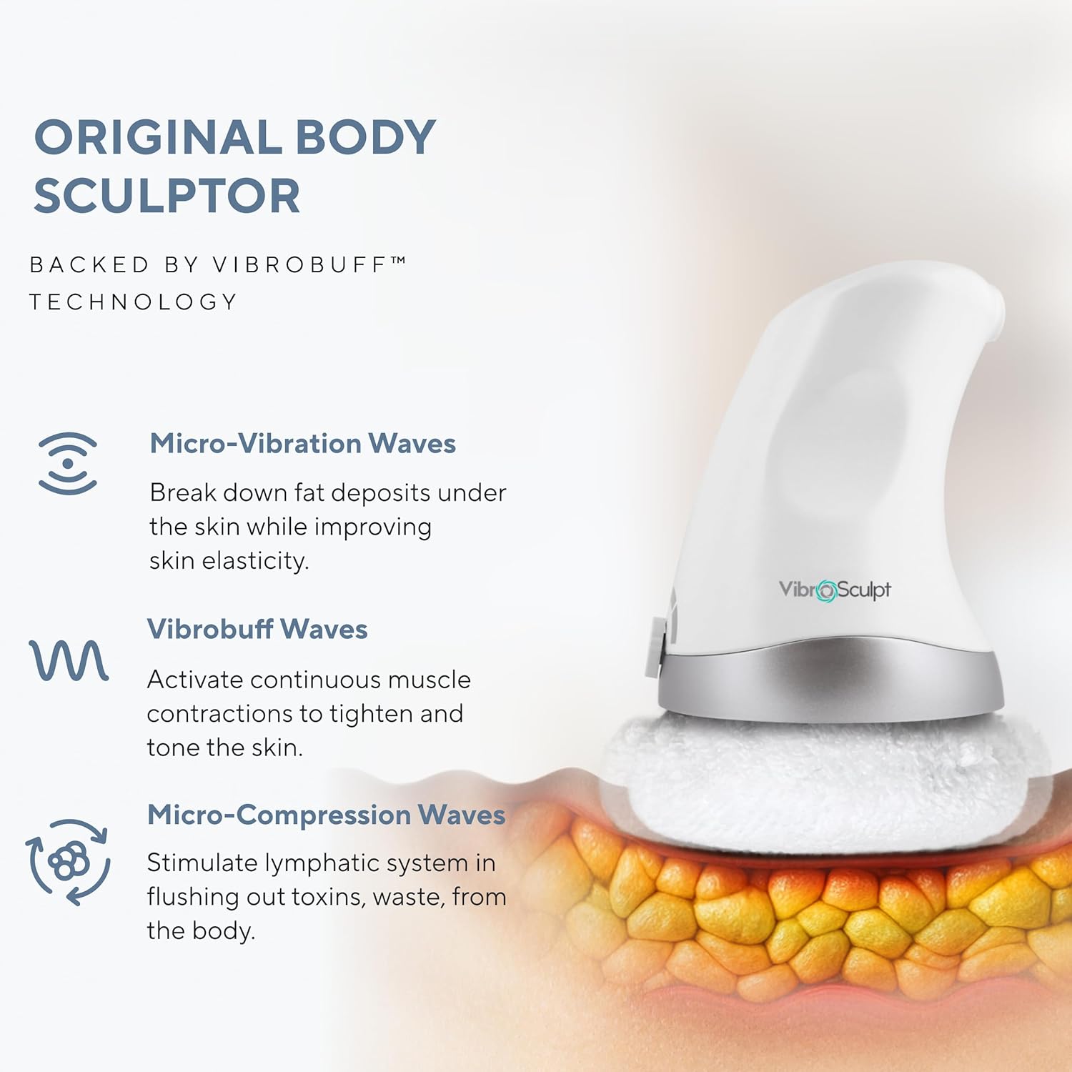 Vibro Sculpt 1.0 Body Sculpting Machine – Lymphatic Drainage Massager & Cellulite Massage Tool for Legs, Stomach & Arms – with Interchangeable Pads that Helps Improve Skin Texture