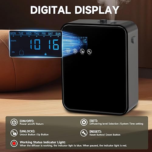 Miniatura 3 de Difusor de aceites esenciales sin agua con cable para el hogar, difusor de colección de hotel, 2500 pies cuadrados de cobertura, capacidad de 250ml