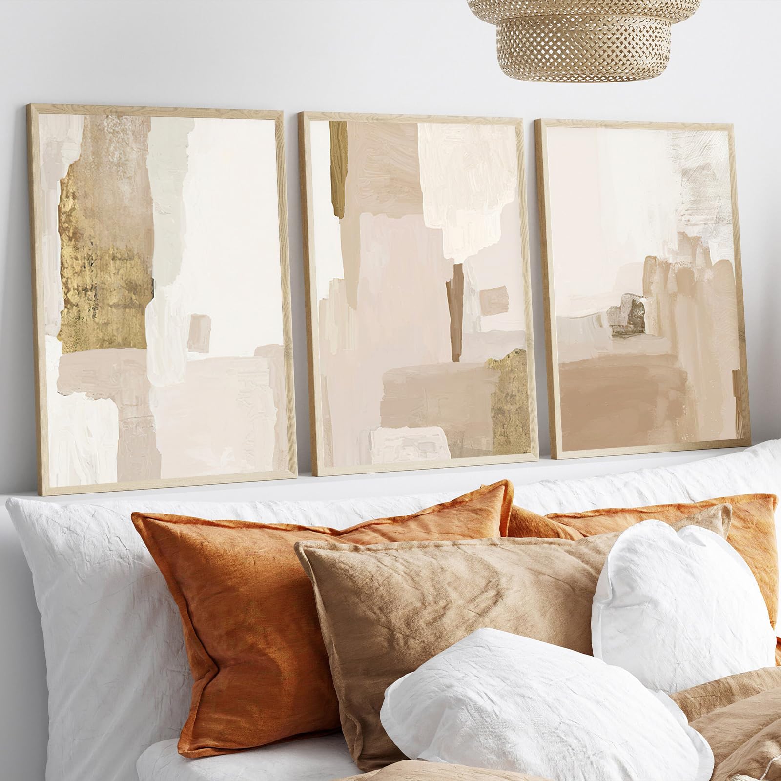 Abstract Beige Canvas Wall Art Beige and Gold Pictures