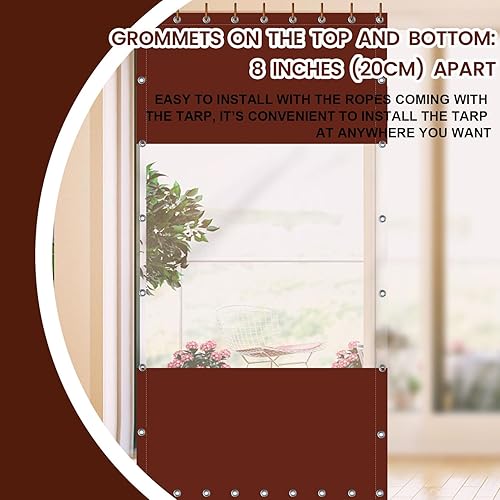 Miniatura 4 de Cortina de vinilo para exteriores de 20 oz, cortina de panel transparente para exteriores, cortina resistente a la intemperie para pérgola, porche,