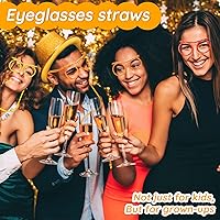 Vista 5 de 16 vasos de paja tontos, novedosos anteojos de bucle, de plástico, para fiestas, divertidos, reutilizables, para adultos, niños, fiesta
