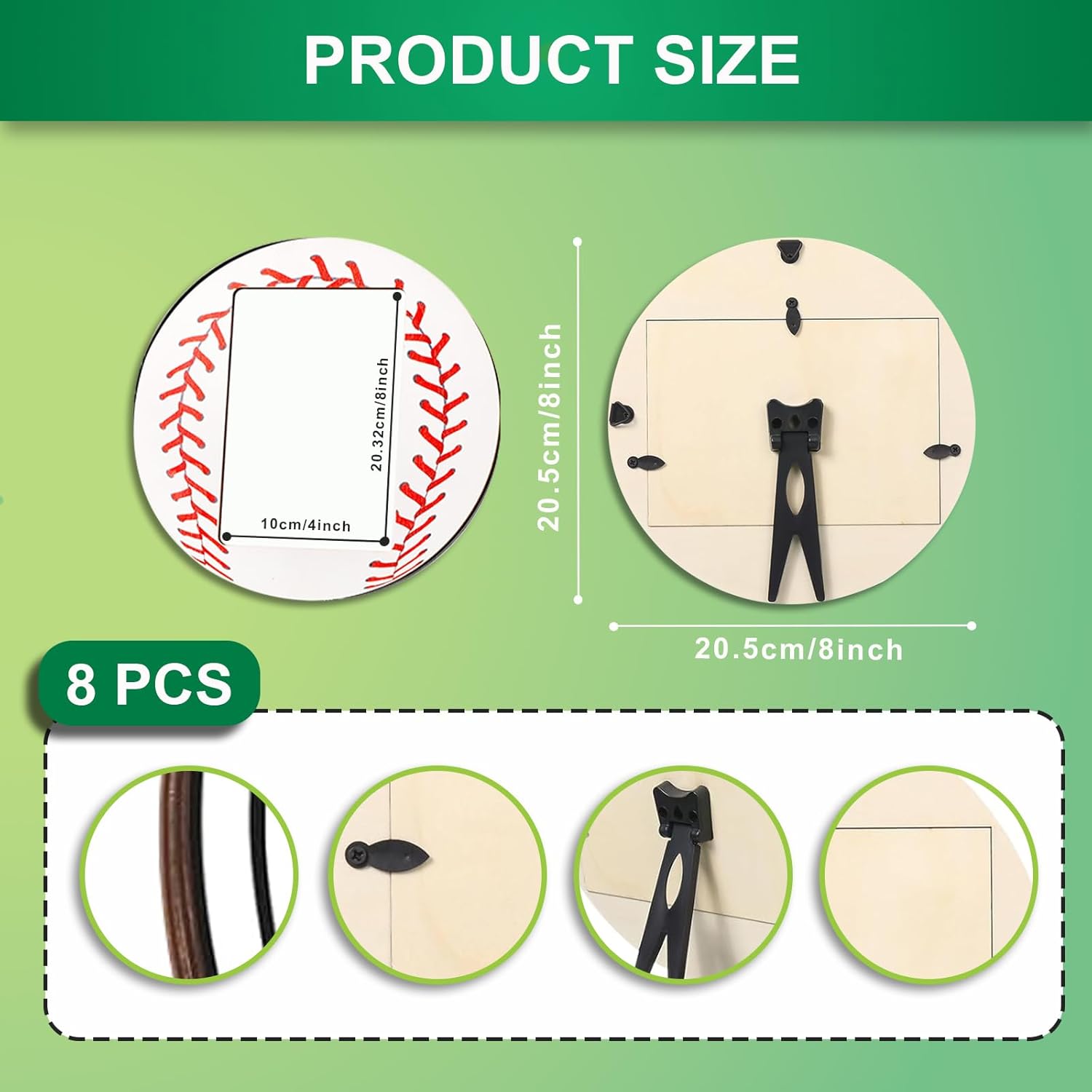 8Pcs Baseball Picture Frame Wooden Photo Baseball Picture Frame 4x8In Baseball Centerpieces for Table Suitable for Desktop Home and Office Decoration for Baseball Parties