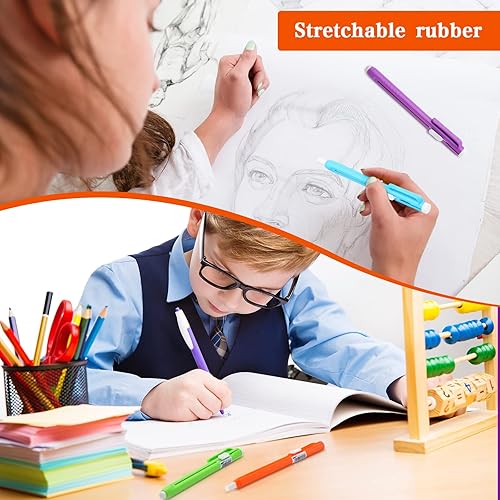 Vista 3 de Teling 15 bolígrafos de borrador mecánico retráctil, estilo bolígrafo escolar, clic, a granel, para escuela, oficina, pintura, escritura, dibujo