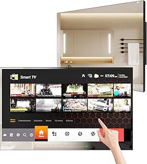Soulaca 27 inches Full Touchscreen Smart Mirror LED Television for Bathroom Shower SPA IP65 Waterproof TV ATSC Tuner Hotel
