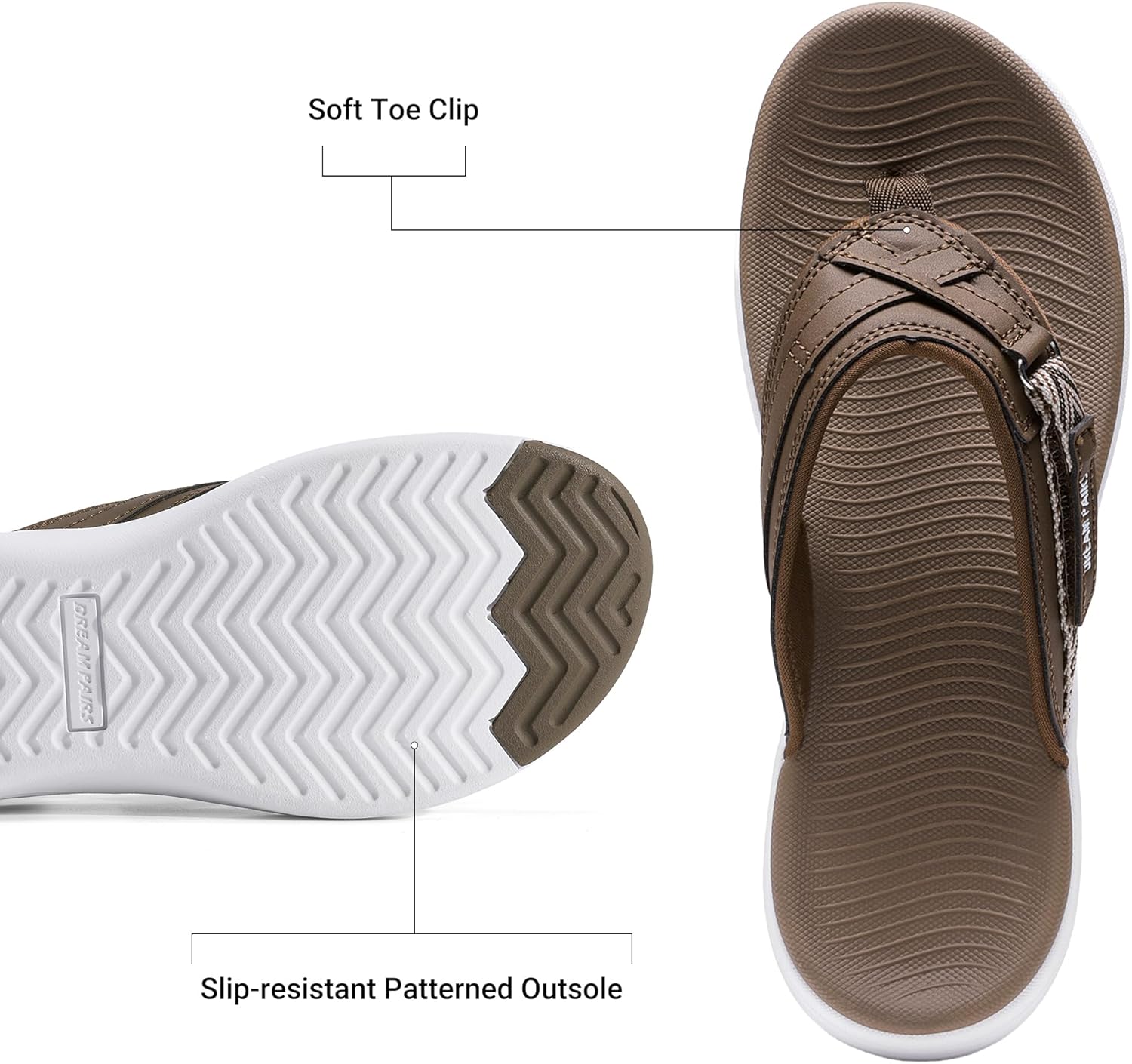 DREAM PAIRS Women's Arch Support Flip Flops Comfortable Thong Sandals - Image 3