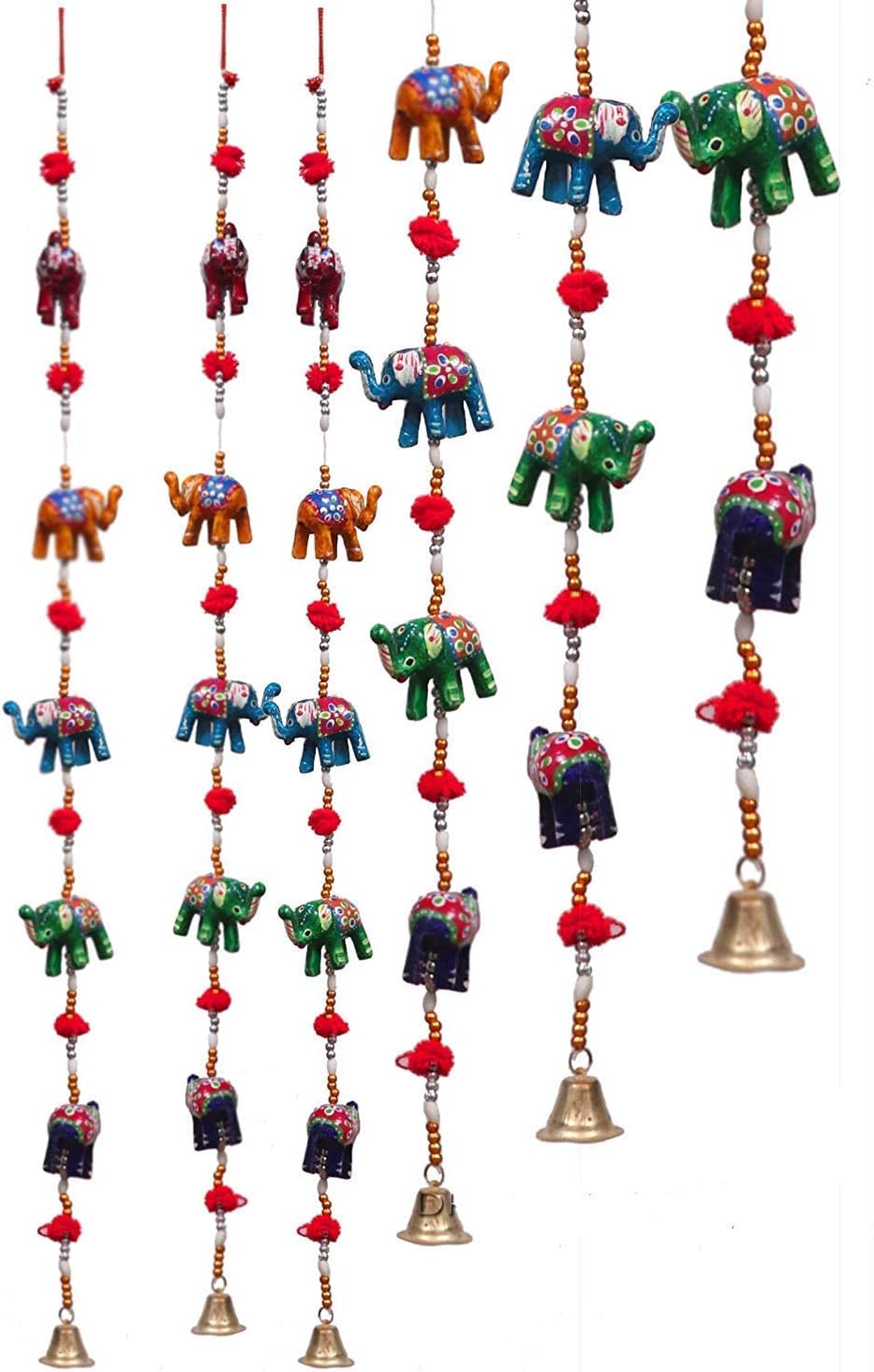 DreamKraftColourfull Paper Mache Elephant for Door Hangings | Bandarwal for Home and Door Decoration Half Door Length Multicolour