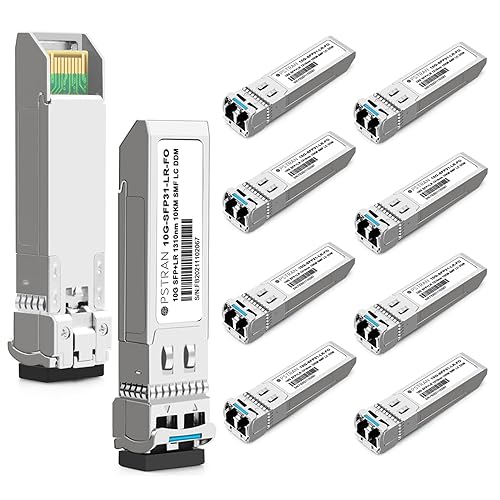 10GBASE-LR SFP+ Módulo Transceptor Óptico, 1310nm, 6.2 mi, DDM, Duplex LC SMF, 10 unidades, Gris, Sólido