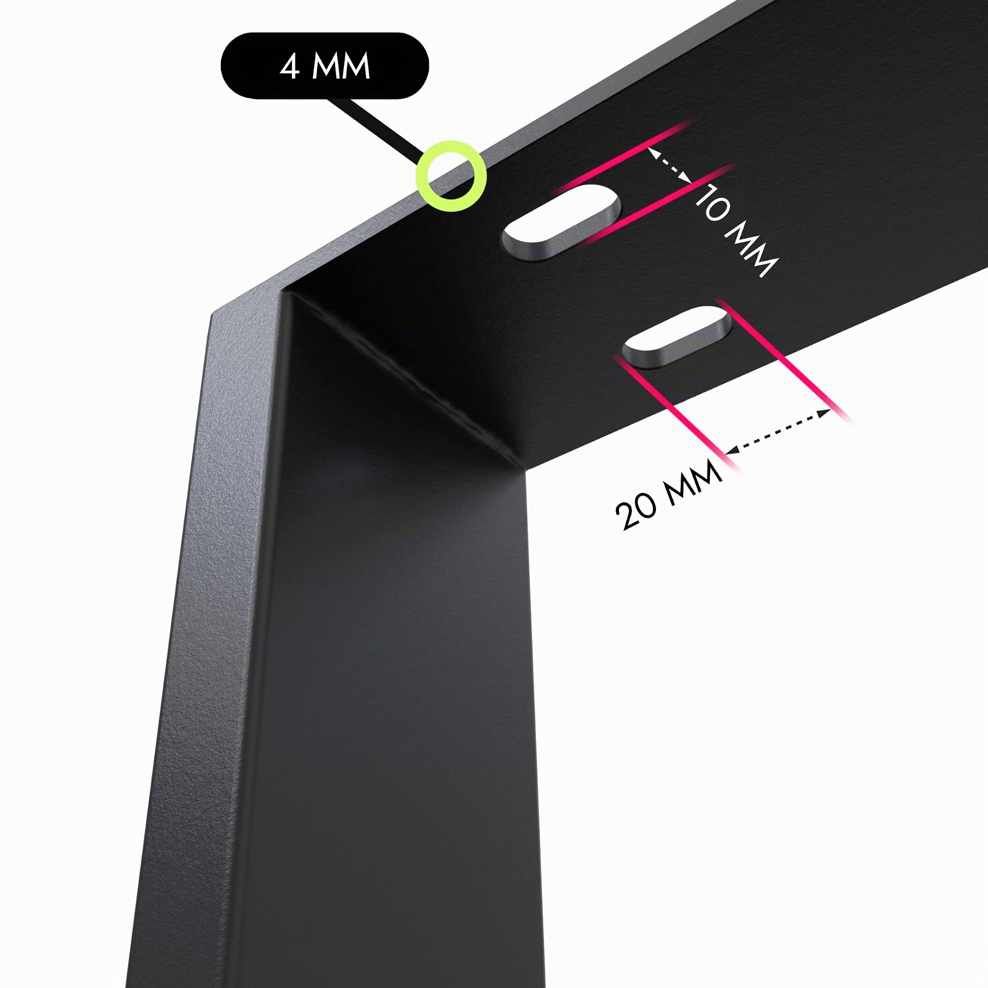 NOGGI: 2 Gambe da Tavolo PIAZZA in metallo (50x72cm - nero - Tavolo da Pranzo) | Scrivania | Tavolino da salotto | Gambe da Tavolo moderne in acciaio con Profili quadrati |