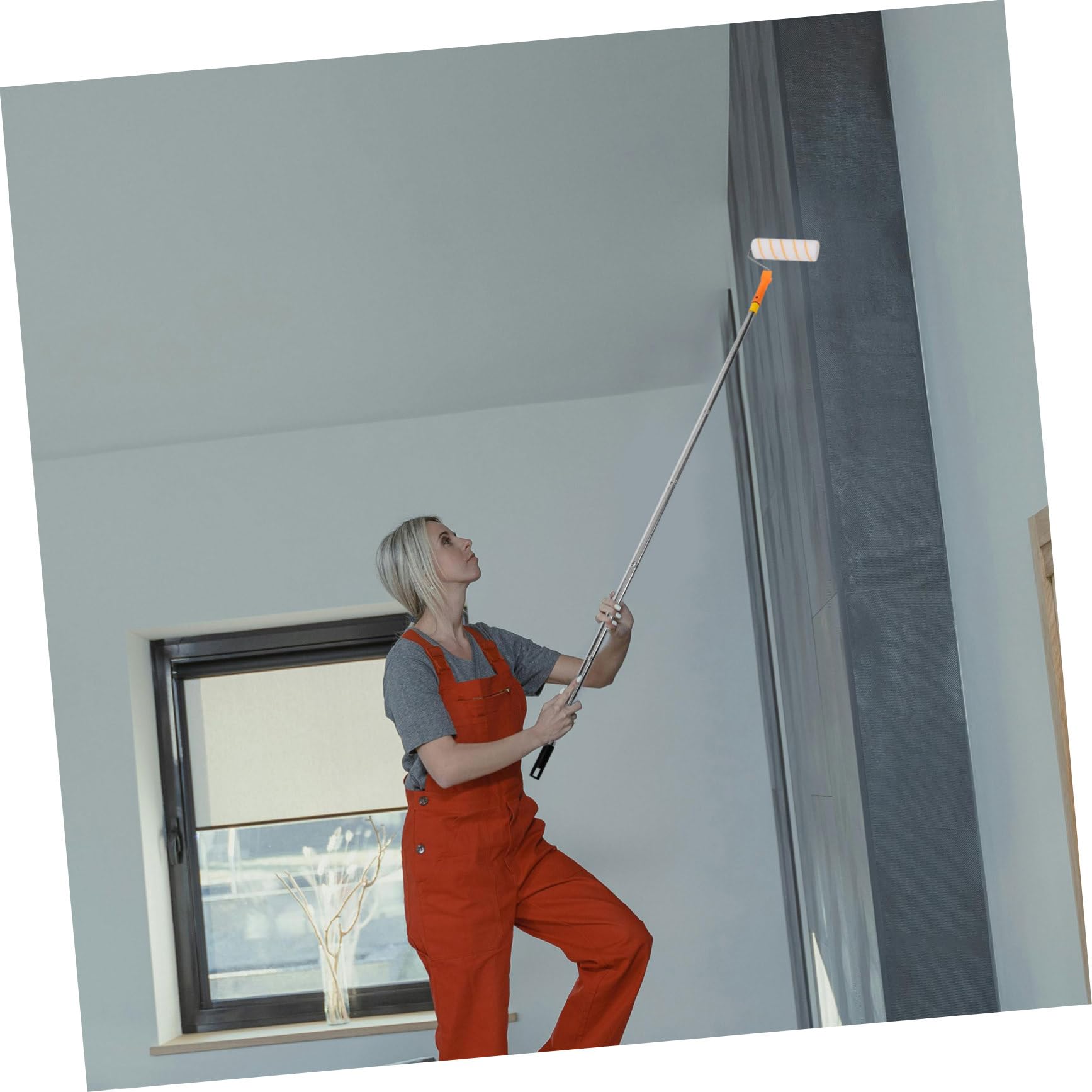 Uonlytech Perche Télescopique en Acier Inoxydable 1,8m avec Poignée Ergonomique pour Rouleau à Peinture et Nettoyage, Kit pour Peinture Murale Intérieure et Extérieure