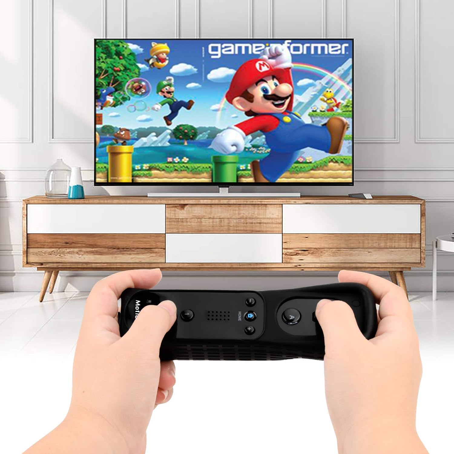 TechKen 2 Pièce Manette Linker Wii avec Motion Plus,Contrôleur Wii Télécommande Controller Wii Remote Motion Plus Intégré avec Étui en Silicone Dragonne pour Wii