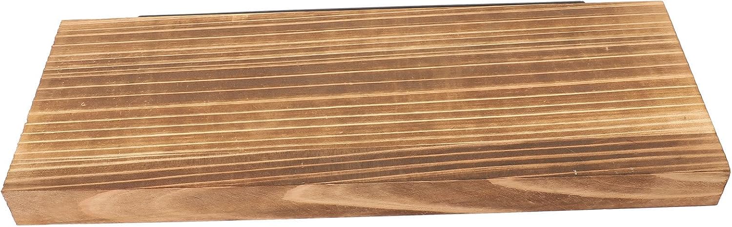 Housoutil Floating Wooden Wall Shelves with Hidden Metal Brackets, Pinewood 40x15x3cm Floating Shelves for Bedroom and Living Room Wall Mounted Storage and Decor