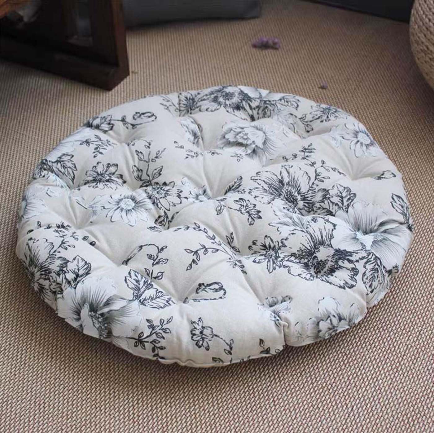 Grand coussin rond pour salle à manger, maison, grand coussin de sol épais et doux pour la méditation, le yoga - Pour intérieur, salon, chambre à coucher, terrasse (K, 100 x 100 cm)