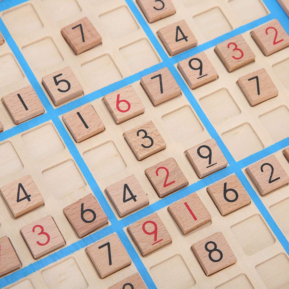 Garosa Juego de Mesa Sudoku de Madera con cajón y 81 Bloques de Madera Digitales para niños o Adultos, Rompecabezas de matemáticas, Juguetes educativos de Escritorio