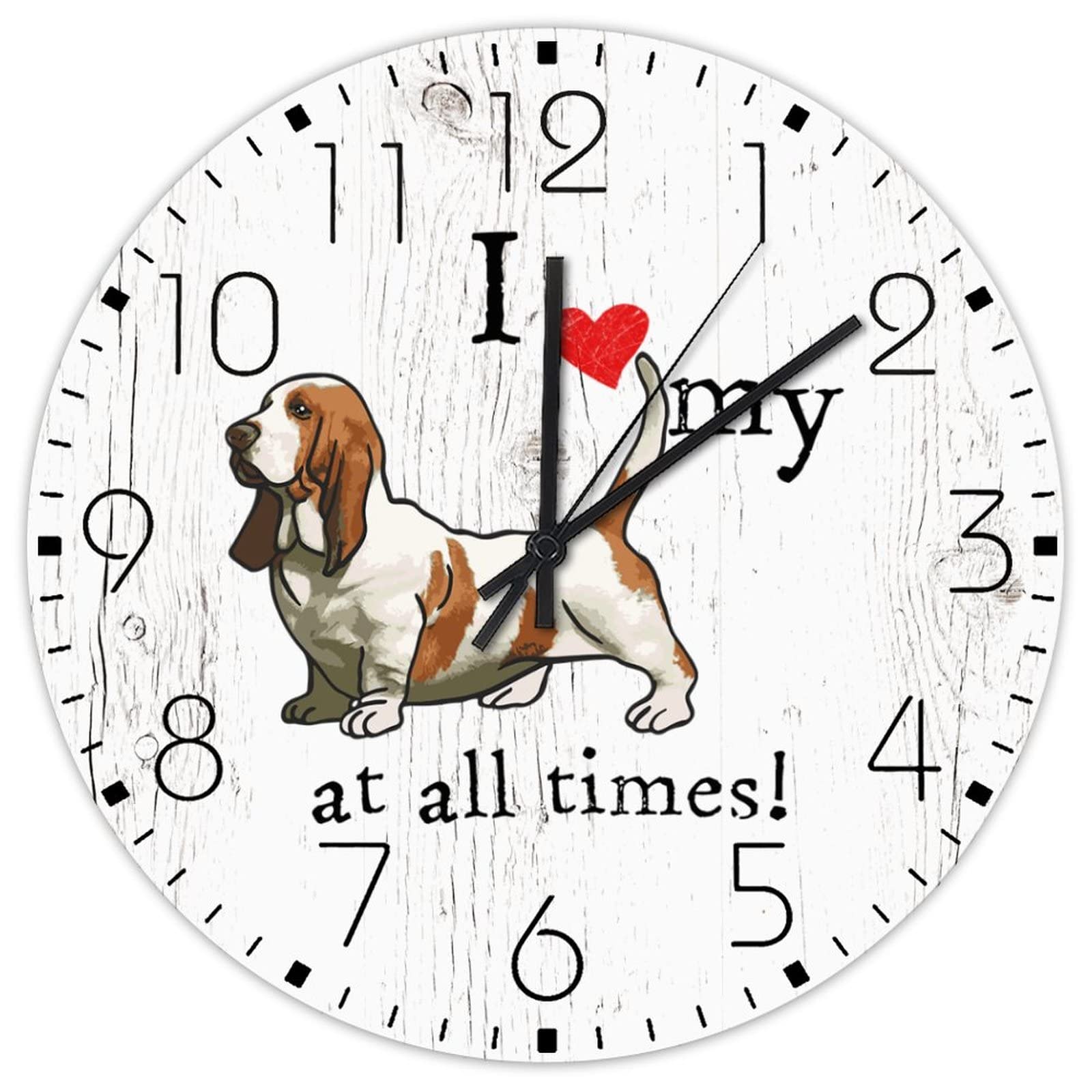 Horloge murale en bois silencieuse déco chien pour couloir