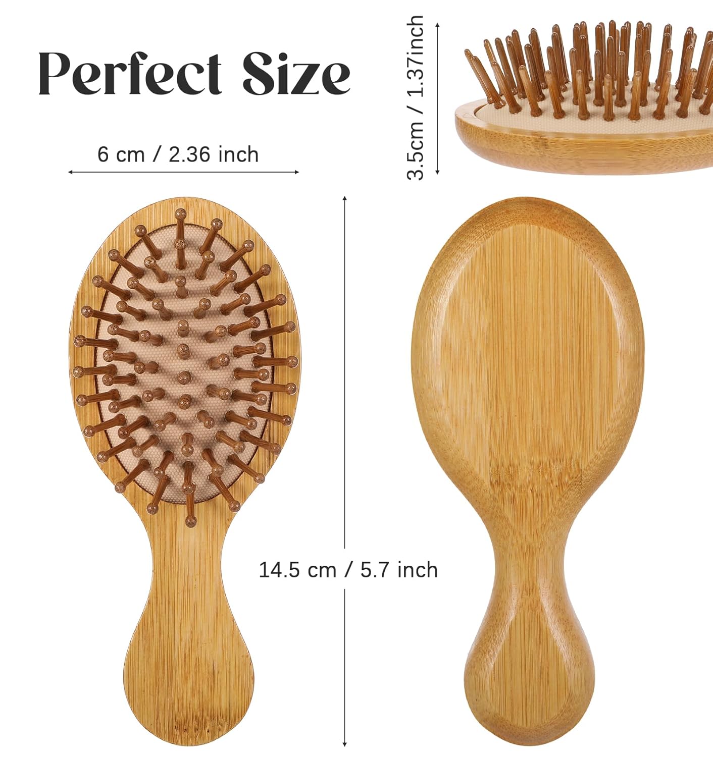 2 Pack Hamboo Hair Hrush for Hair Growth, Wooden Hairs Brush for Women & Men, Gentle Scalp Massage for Wet/Dry Hairs, Travel & Home Use - Image 2