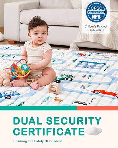 Miniatura 4 de WONDAY Tapete suave y no tóxico para el suelo del bebé, tapete plegable para niños de 50 x 50 pulgadas para bebés de 6 a 12 meses, tapete para