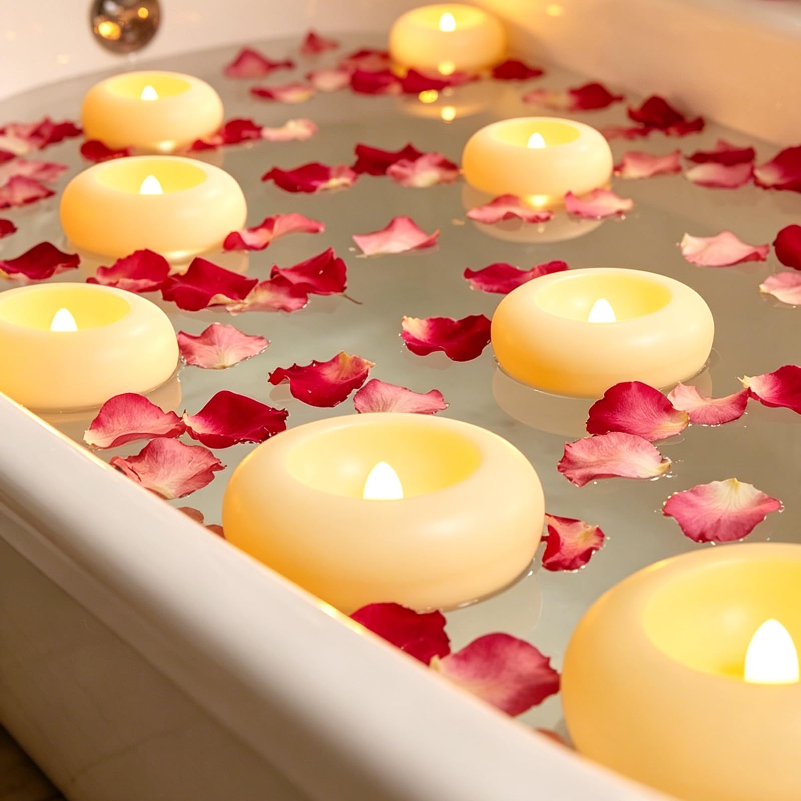 BORDEAG 24 Candele Galleggianti A LED, 7,3 Cm, Candele Galleggianti Tremolanti Bianche Per Piscina, Bagno, Fontana, 200 Ore Di Funzionamento A Batteria