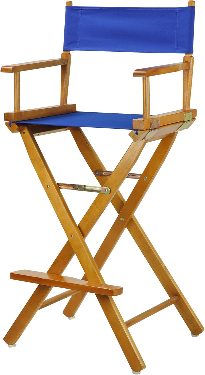 Casual Home 30" Director's Chair Honey Oak Frame-with Royal Blue Canvas, Bar Height